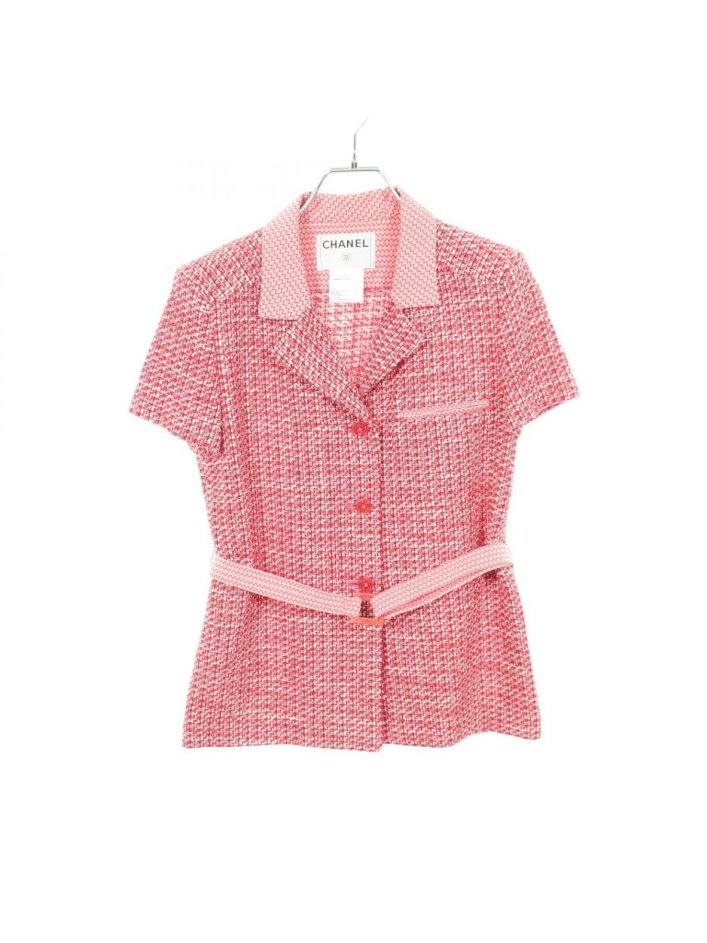 Chanel Coco Buttons Tweed Short Sleeve Wool Jacket